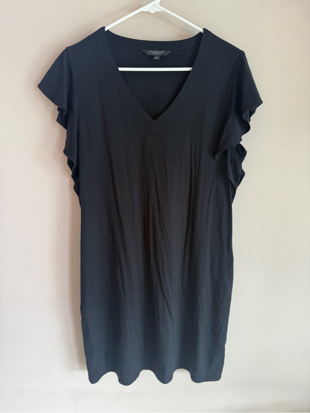 Liverpool Black V-Neck‎ Ruffle Sleeve Tunic